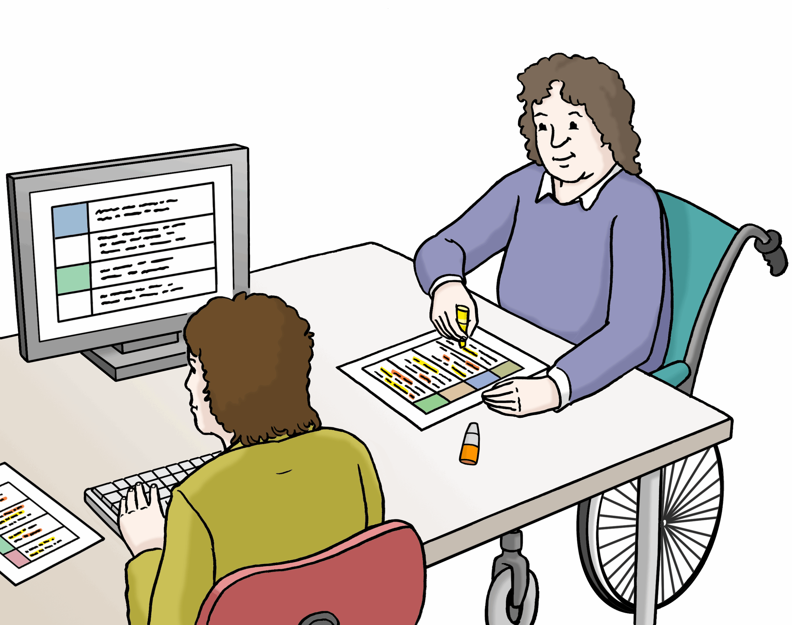 zwei Menschen am Schreibtisch und Computer